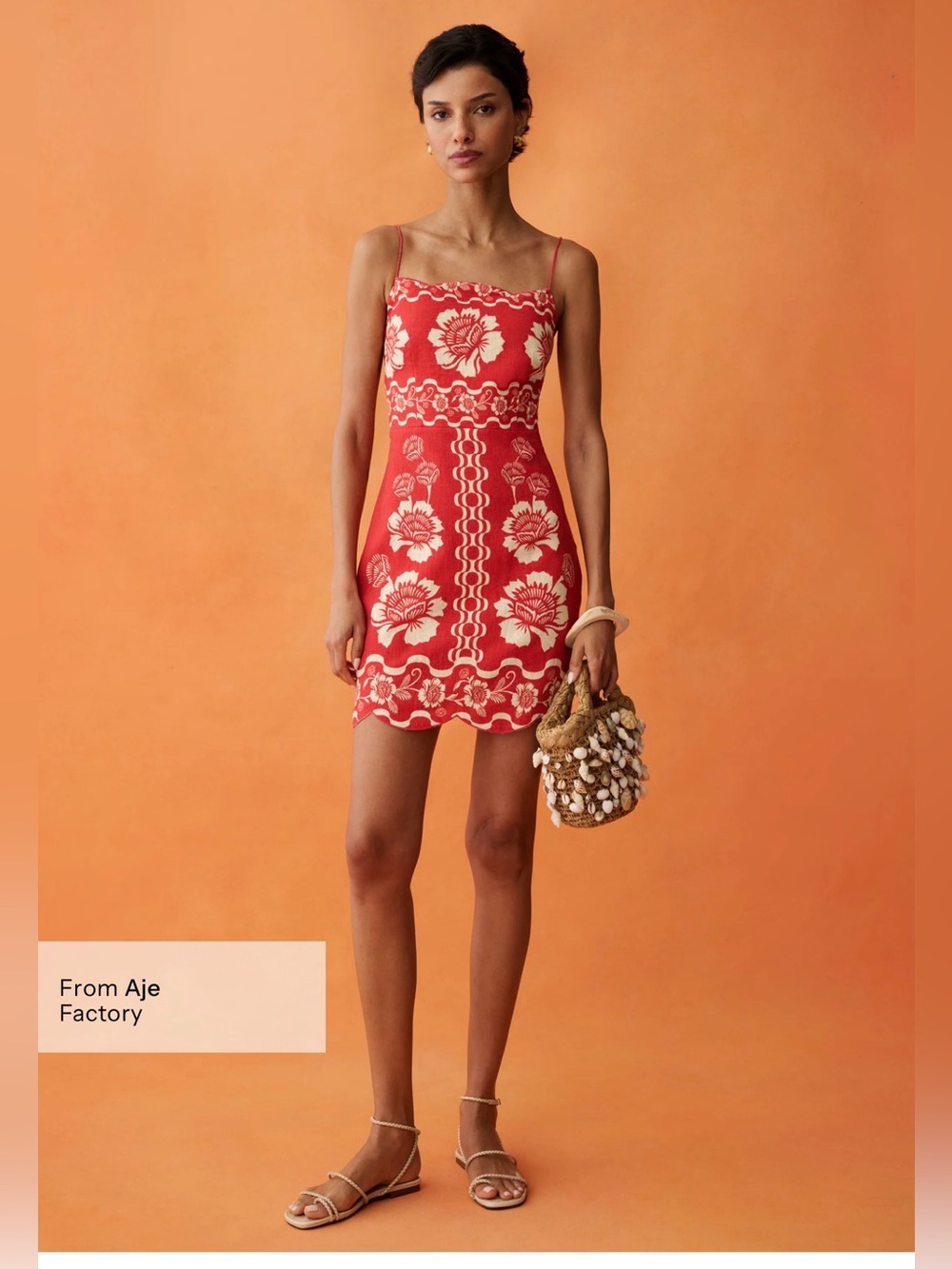 Few Moda Toni Red Floral Linen Mini Dress Size XS NWT
